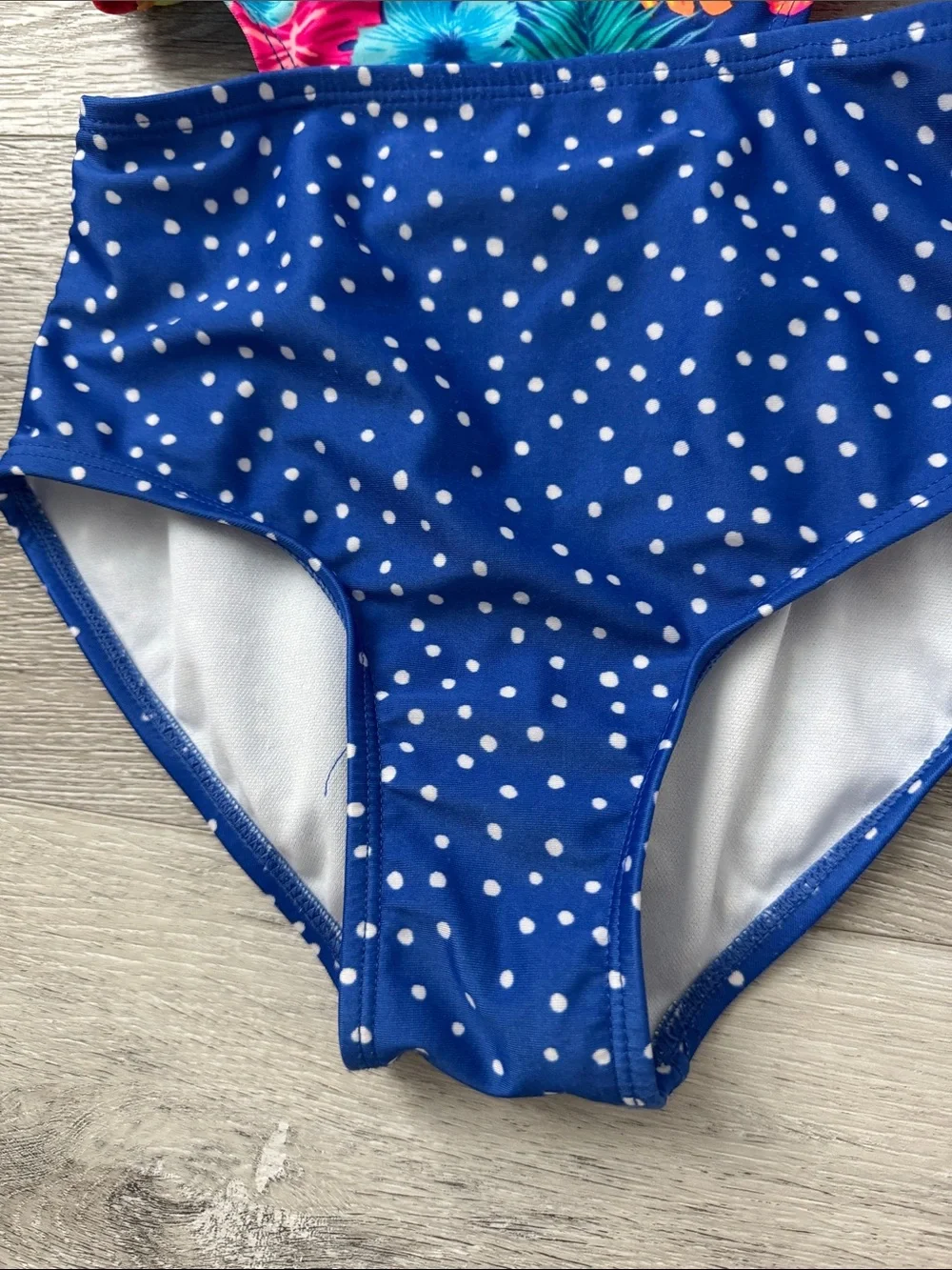 Cat & Jack Girls' Navy Floral & Polka Dot One-Piece Swimsuit w/Peek a Boo Sides